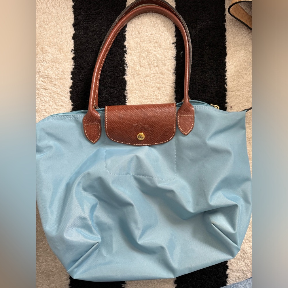 Blue Longchamp shopping tote